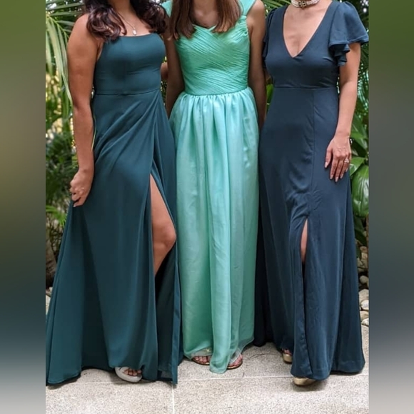 Birdy Grey Teal Maxi Dress with Ruffled Sleeves - Picture 2 of 3